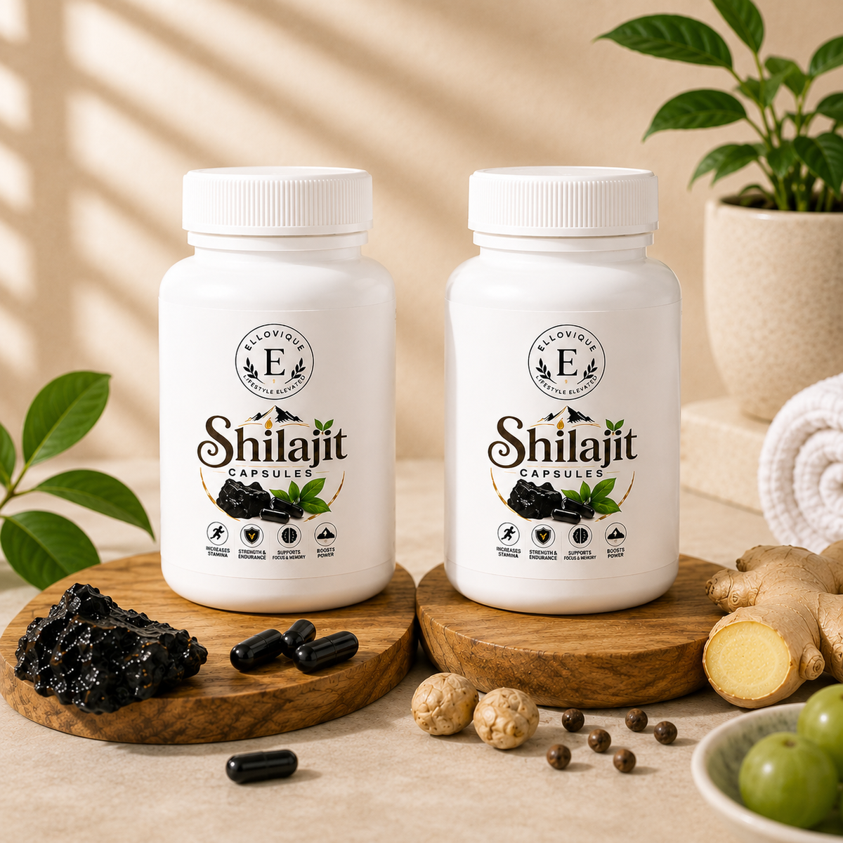 Shilajit Ashwagandha Herbal Capsules Pack of 2 (60 Capsules)