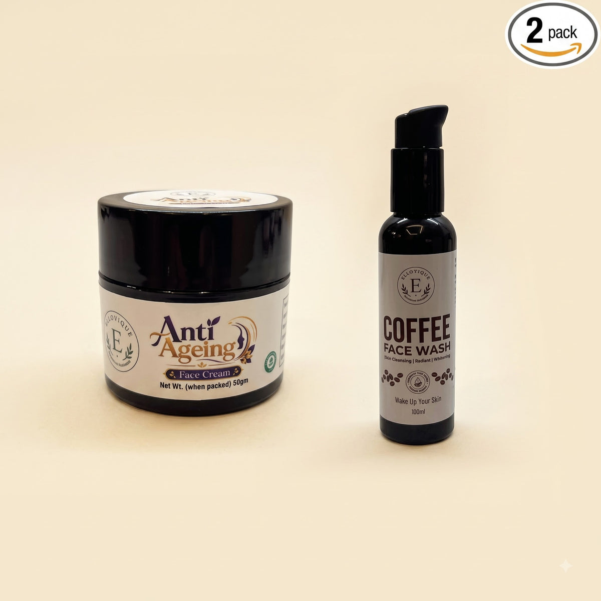Saffron Licorice Anti Ageing Face Cream + Coffee Extract Vitamin E Face Wash